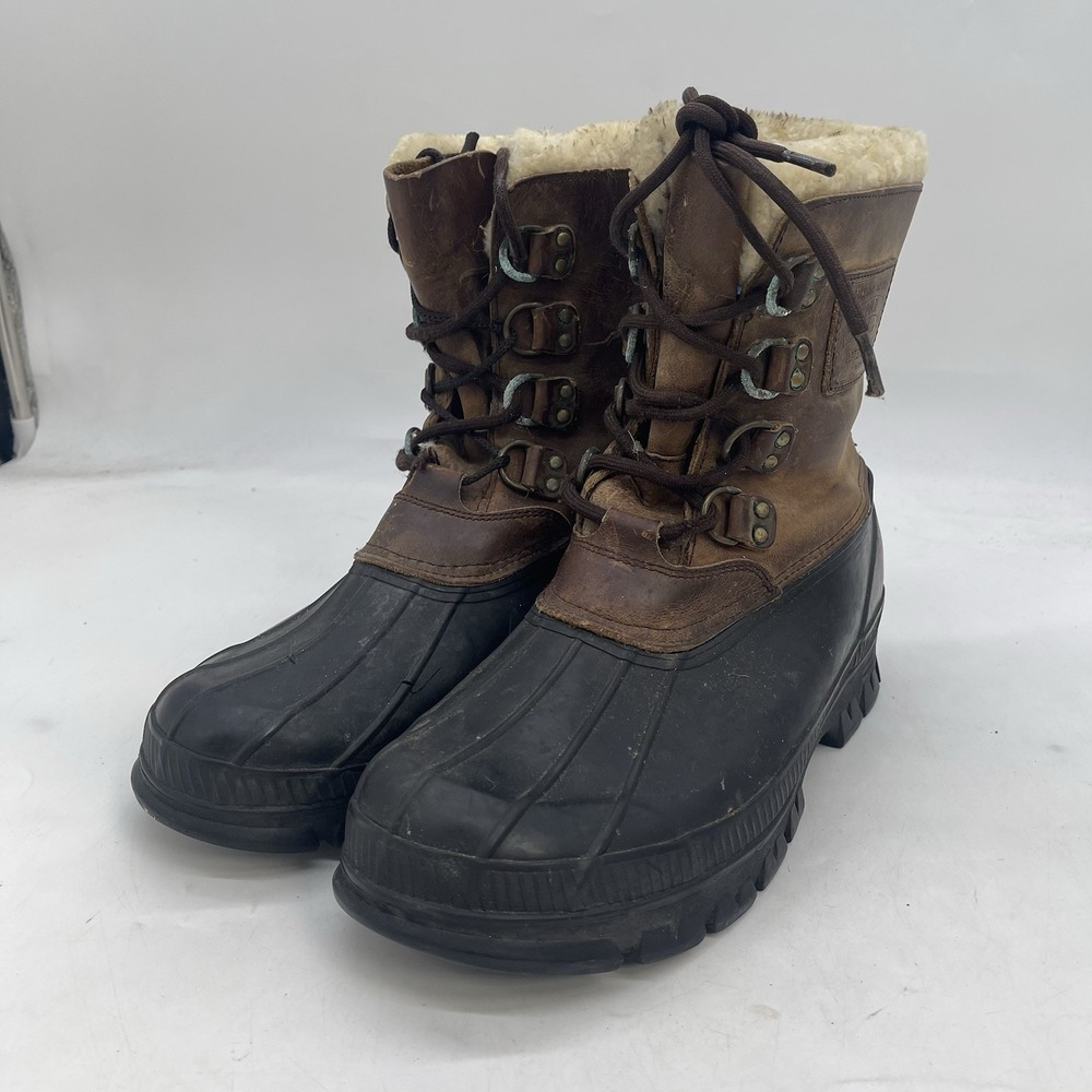 Polo Ralph Lauren Shearling Lamb Rain Boots Mens 12D Landen Leather Trim Winter